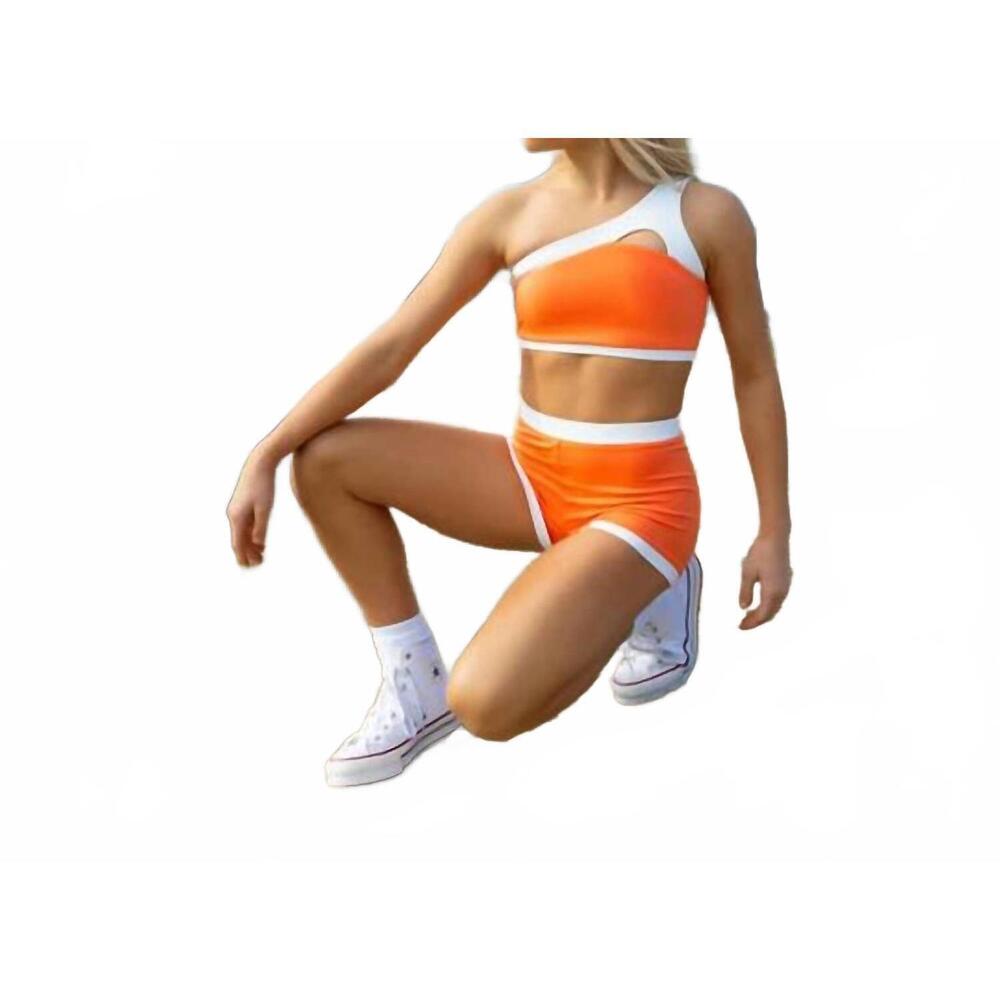 NEW HONEYCUT cali dance top in orangesicle & white